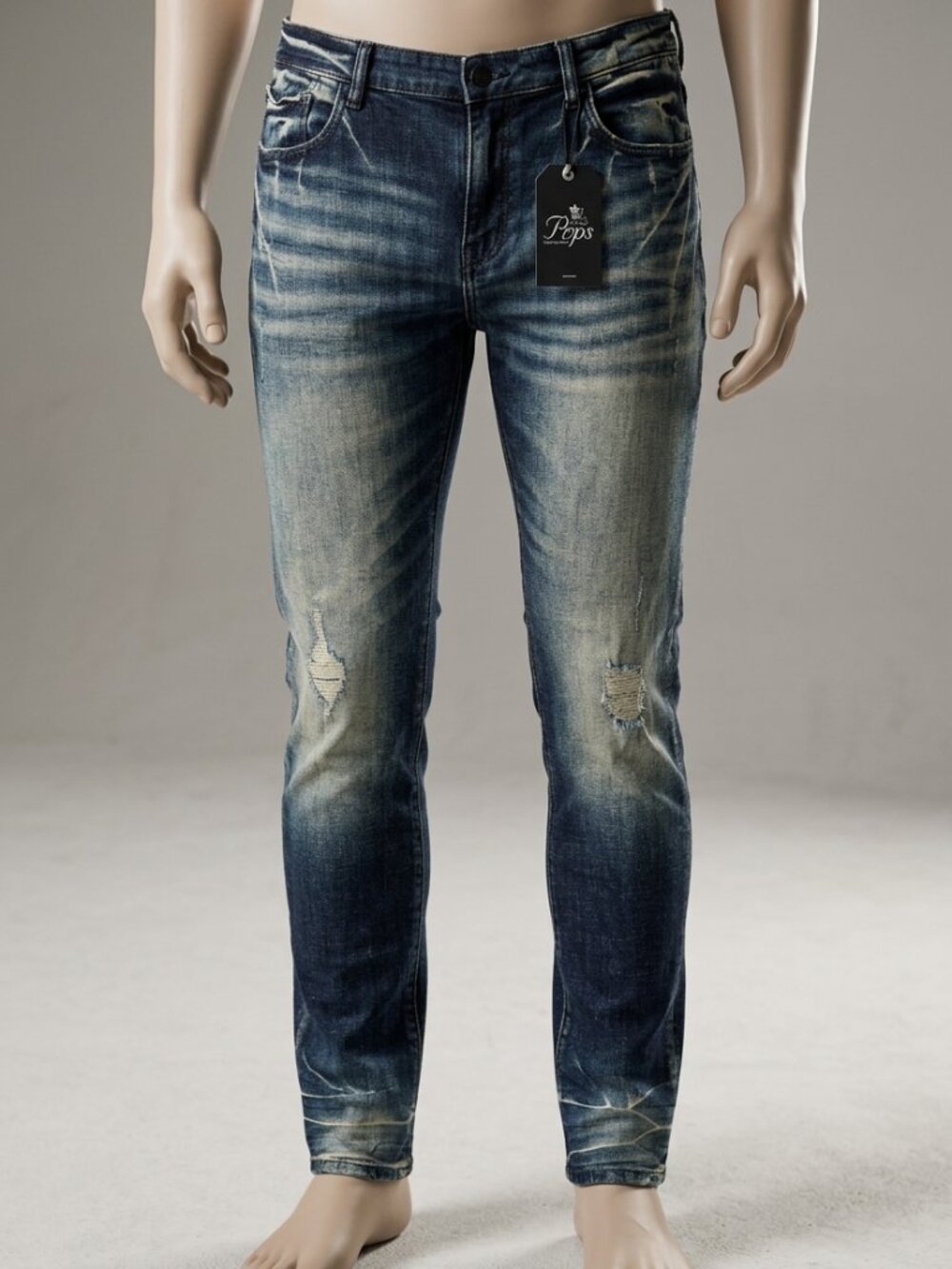 Prps Le Sabre Stretch Slim Fit Jeans Men's 36 Distressed Vintage Blue